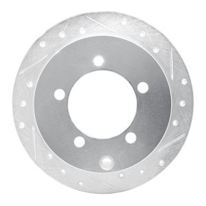 Mitsubishi Diamante Brake Rotor (1) - Rear Right - R1 Concepts - Drilled & Slotted - Silver - `97-`04